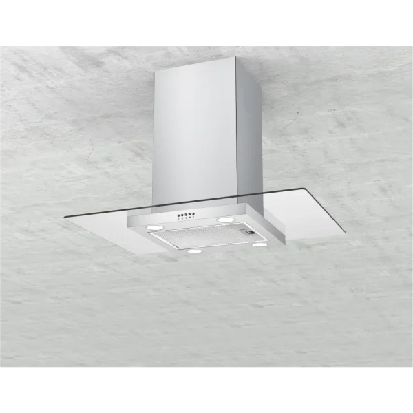 90cm Traditional Flat Glass Island Hood 801