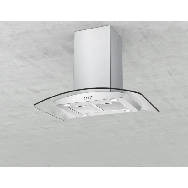 90cm Traditional Curved Glass Island Hood 803