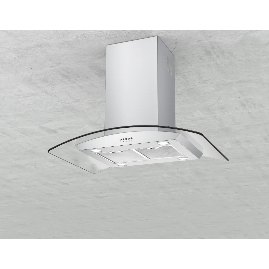 90cm Traditional Curved Glass Island Hood 803 - 图片 1