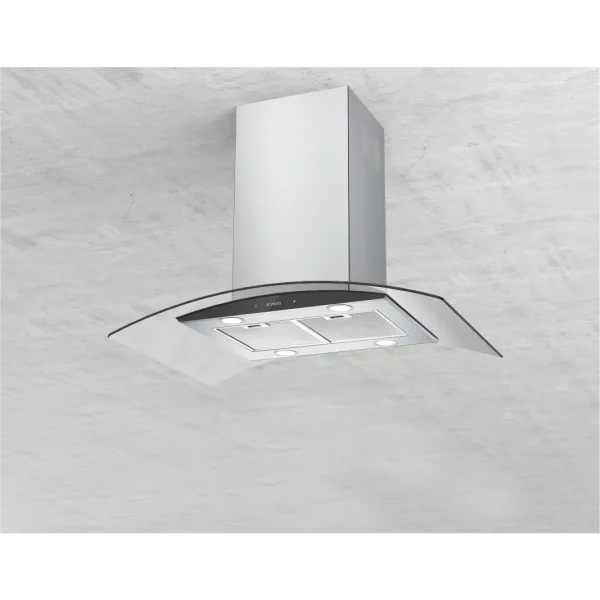 90cm Traditional Slim Curved Glass Island Hood 809