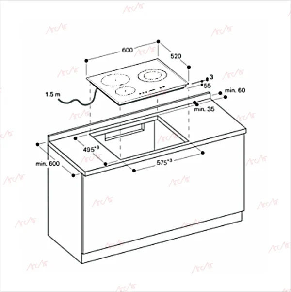 Built-in Induction Hob with 3 Zones with Boost HJ6052IH3B