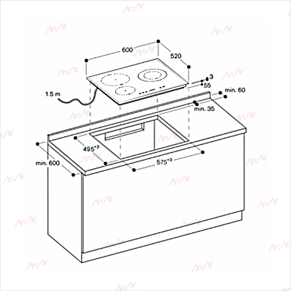 Built-in Induction Hob with 3 Zones with Boost HJ6052IH3B - 图片 3