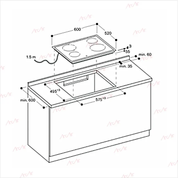 Built-in Induction Hob with 4 Zones with Boost HJ6052IH4B