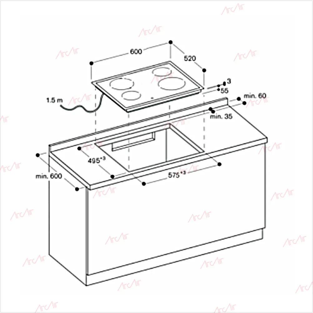 Built-in Induction Hob with 4 Zones with Boost HJ6052IH4B - 图片 2