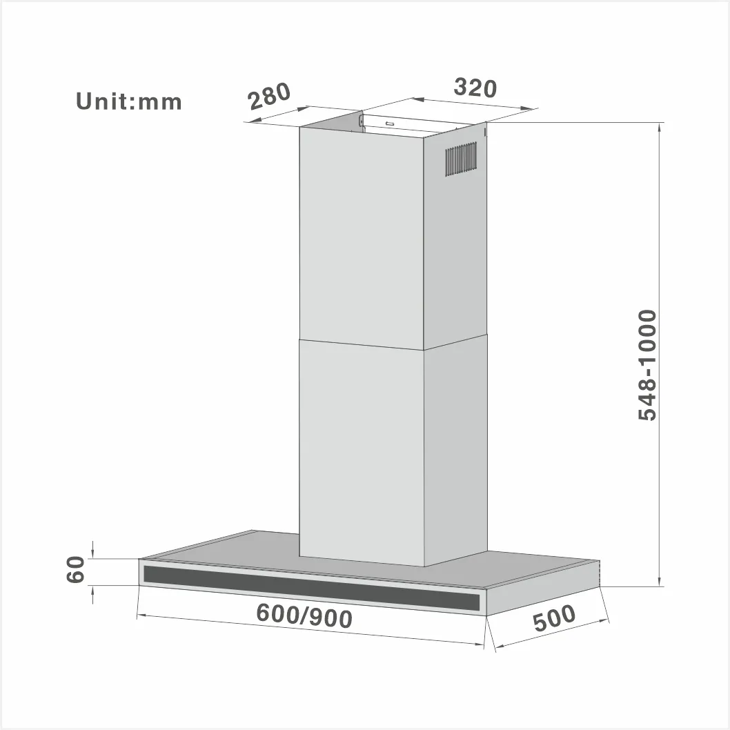 T-shape Chimney Cooker Hood Touch Control Chimney 106 60/90cm - 图片 6
