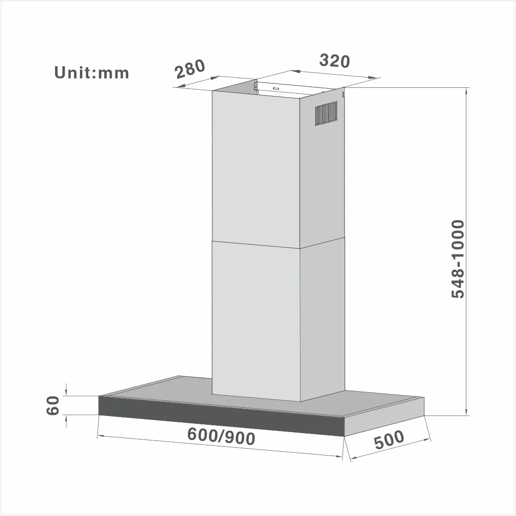 T-shape Chimney Cooker Hood Touch Control Chimney 111 60/90cm - 图片 2