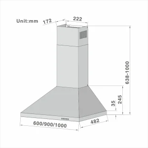 Wall Mount Cooker Hood with 3-speed Extraction 206 60/90/100cm - 图片 2