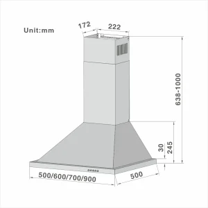Wall Mount Cooker Hood with 3-speed Extraction 301 50/60/70/90cm - 图片 2