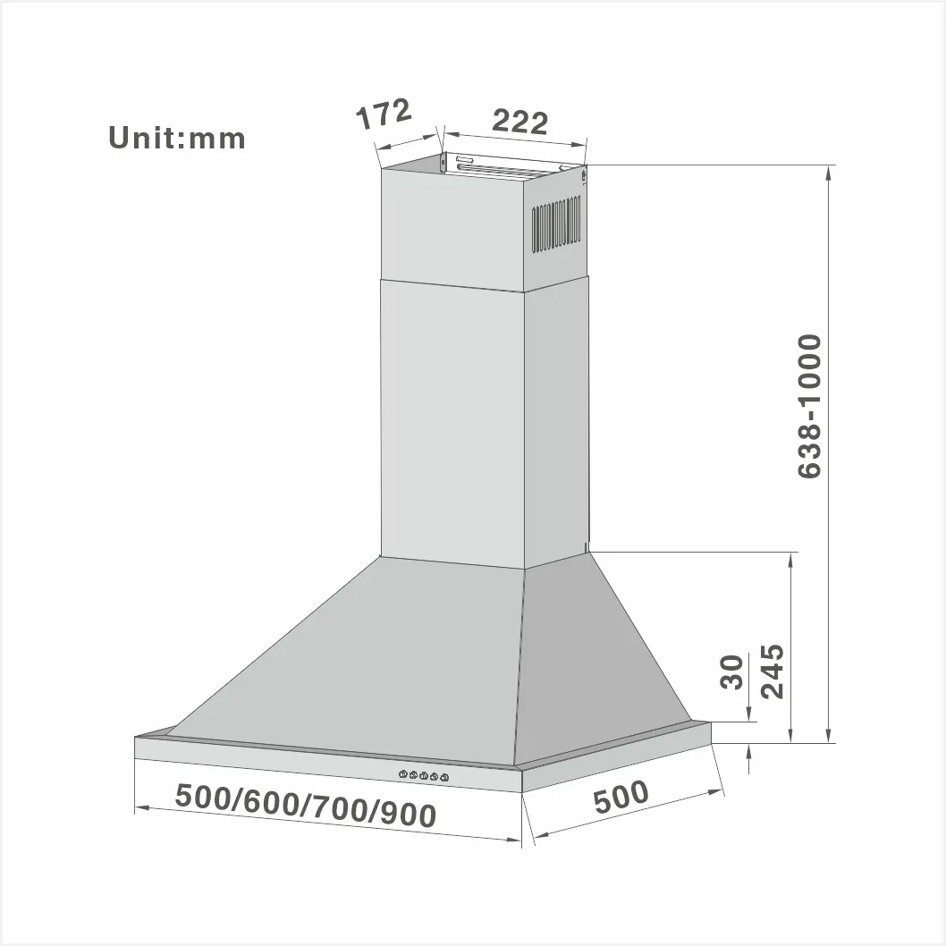 Wall Mount Cooker Hood with 3-speed Extraction 301 50/60/70/90cm - 图片 2