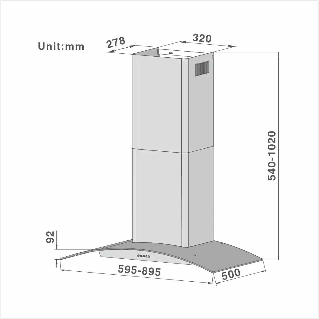 Curved glass Cooker Hood 502 60/90cm - 图片 2