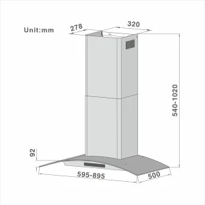 Morden and Best Sell in American Curved glass Cooker Hood 502B 75/90cm - 图片 2
