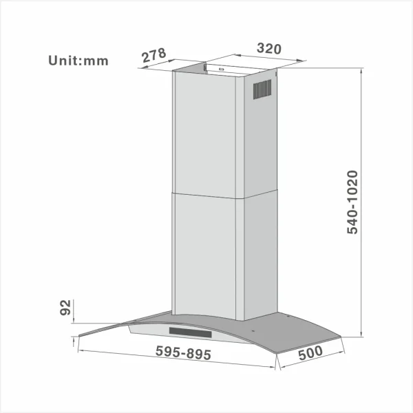 Morden and Best Sell in American Curved glass Cooker Hood 502B 75/90cm