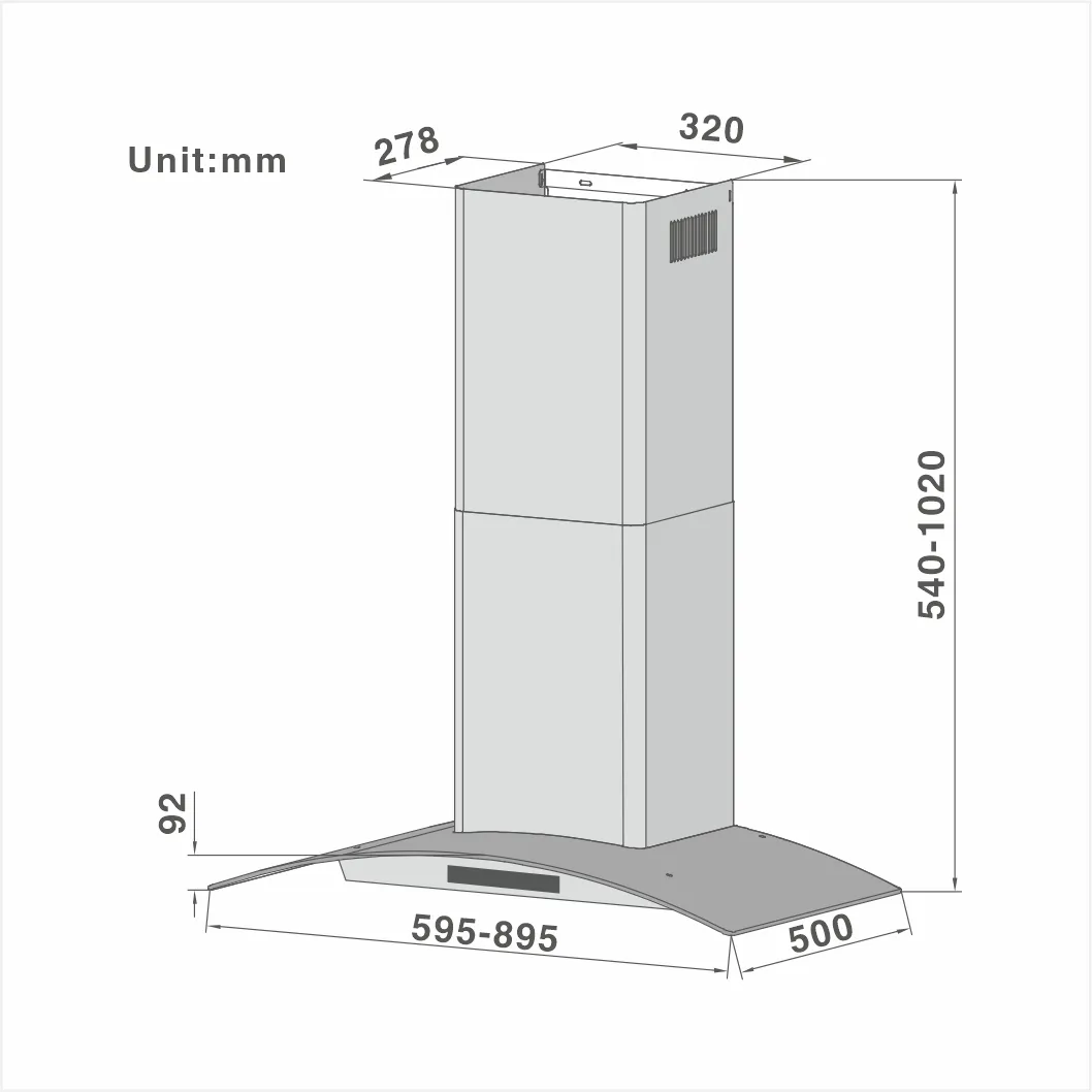 Morden and Best Sell in American Curved glass Cooker Hood 502B 75/90cm - 图片 2
