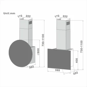Special design Vertical glass Cooker Hood 609 60cm - 图片 2