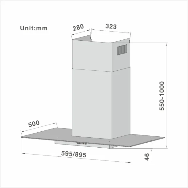 Curved glass Cooker Hood 611 60/90cm