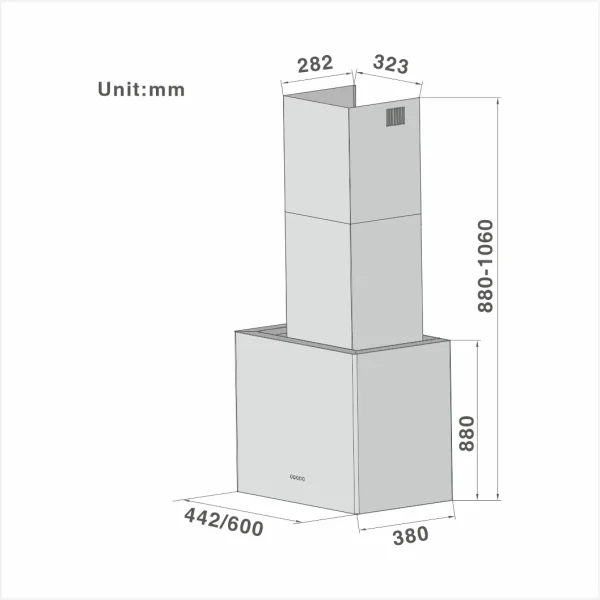 Hanging wall Cooker Hood 617 44/60cm