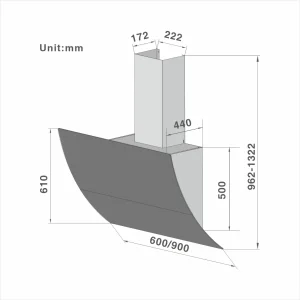 90cm Auto Open and Close Designed Angled Hood 701 - 图片 2