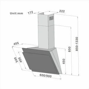 90cm High End Touch Control Angled Hood 706 - 图片 2