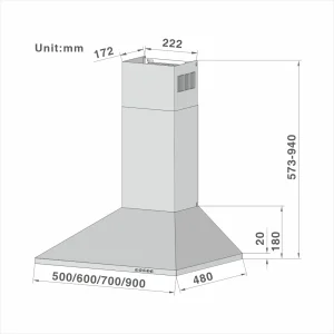 Wall Mount Cooker Hood with 3-speed Extraction 201 60/90cm - 图片 2