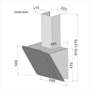 60cm Elegant Full Glass Angled Hood 708 - 图片 2