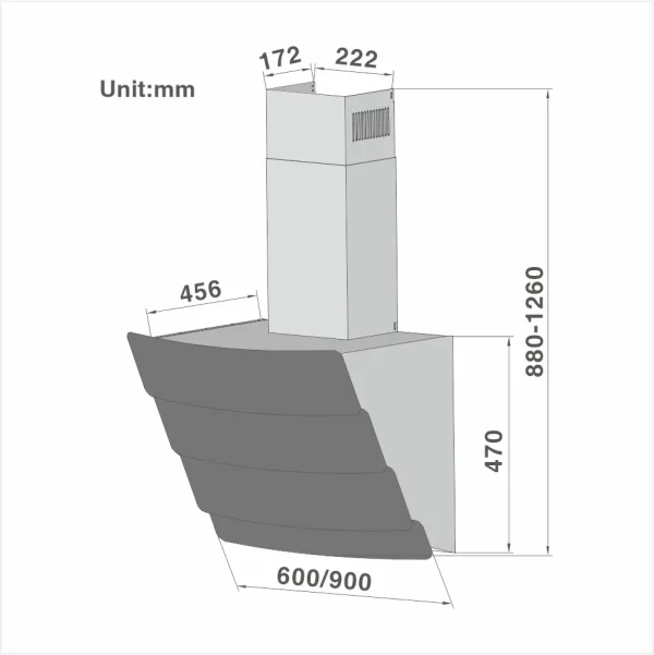 Special Glass Shape Angled Hood 720