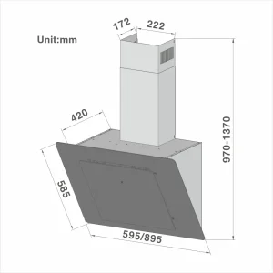 Elegant Full Glass Angled Hood 723 - 图片 2