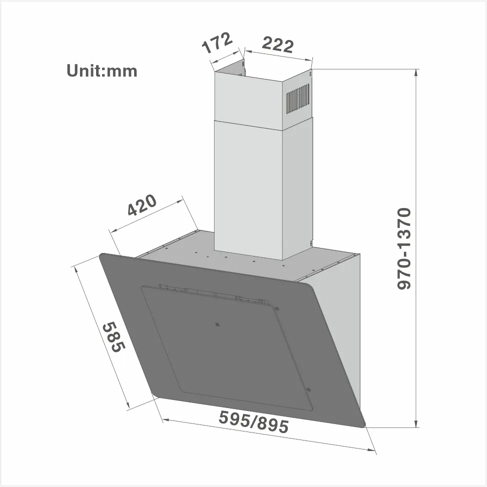 Elegant Full Glass Angled Hood 723 - 图片 2