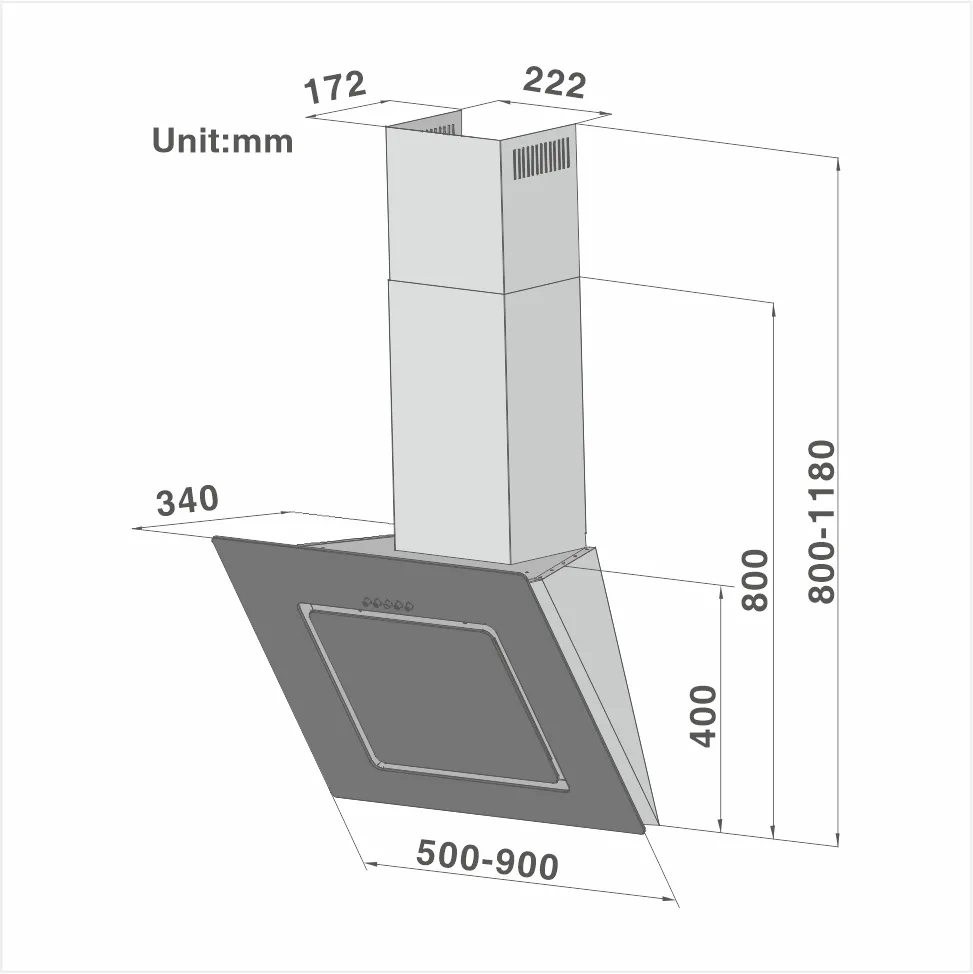 60cm Angled Wall Mounted Cooker Hood 725 - 图片 2