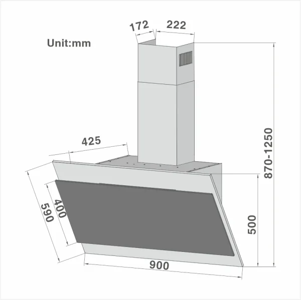 High End Designed RGB Angled Hood 728