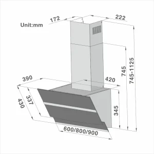 Touch Control Angled Cooker Hood 60cm 736A - 图片 2
