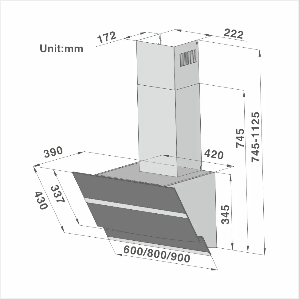 Touch Control Angled Cooker Hood 60cm 736A - 图片 2