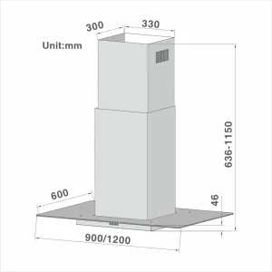 90cm Traditional Flat Glass Island Hood 801 - 图片 2