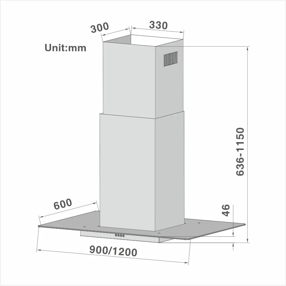 90cm Traditional Flat Glass Island Hood 801 - 图片 2