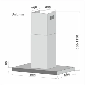 High End T-Shape Full LED Panel Island hood 810 - 图片 2