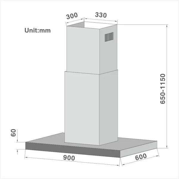 High End T-Shape Full LED Panel Island hood 810