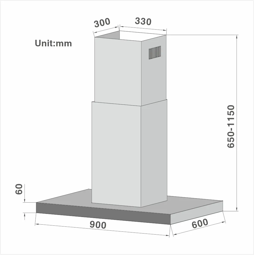 High End T-Shape Full LED Panel Island hood 810 - 图片 2