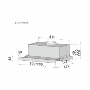60cm Integrated Telescopic Cooker Hood with 2-speed Extraction 906/909 - 图片 3