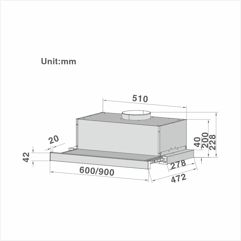 60cm Integrated Telescopic Cooker Hood with 2-speed Extraction 906/909 - 图片 3